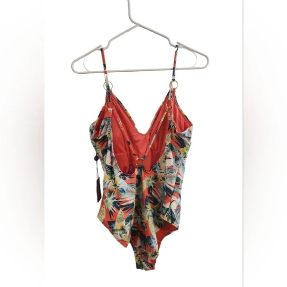 NWT Vigoss tropical beach adjustable floral Pineapple one piece swimsuit Large - Picture 2 of 11